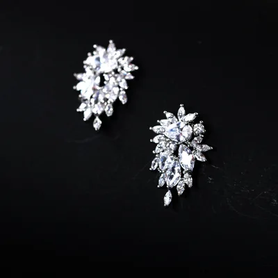 Cubic zirconia bridal stud earrings — product image 1