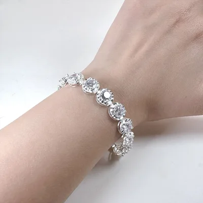 Dazzling cubic zirconia tennis bracelet in sterling silver — product image 1