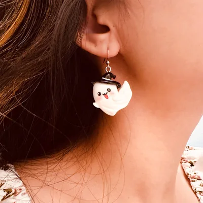 Halloween ghost dangle drop earrings — product image 1
