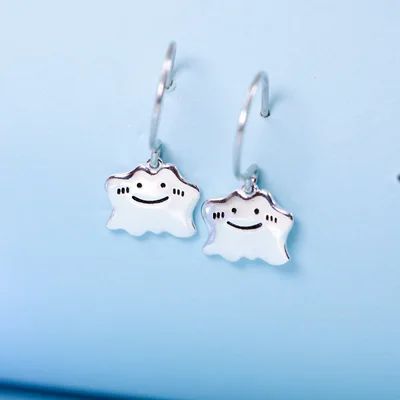 Happy little ghost sterling silver earrings