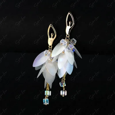 Ballet dancer girl gold plated dangle earrings — product image 1