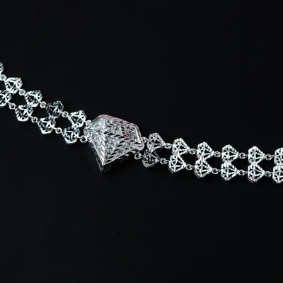 Diamond shape tennis lace sterling silver bracelet — product image 1