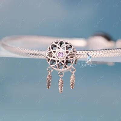 Dream catcher sterling silver pendant charm for bracelet — product image 1