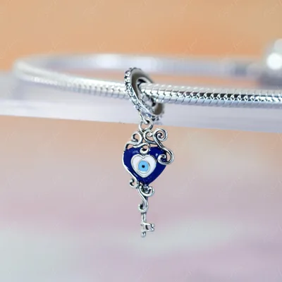 Evil eye amulet heart shape key pendant charm — product image 1