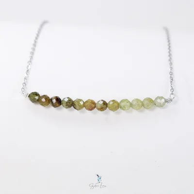 Green garnet gemstone row pendant necklace — product image 1