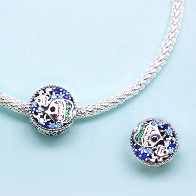 Ocean fish bead charm for bracelet in sterling silver — product image 1