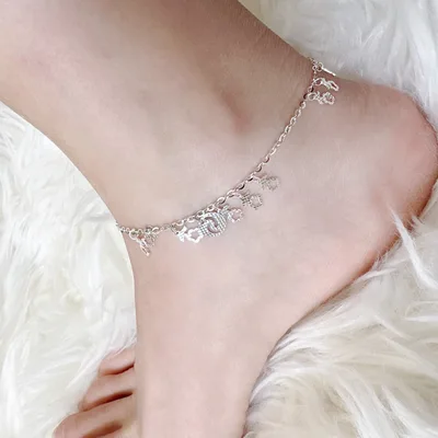 Dazzling flower charms sterling silver anklet — product image 1
