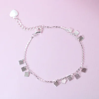 Geometric texture square charms bracelet in sterling silver — product image 1