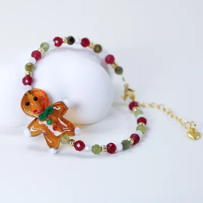 Gingerbread man Christmas beaded bracelet — product image 1