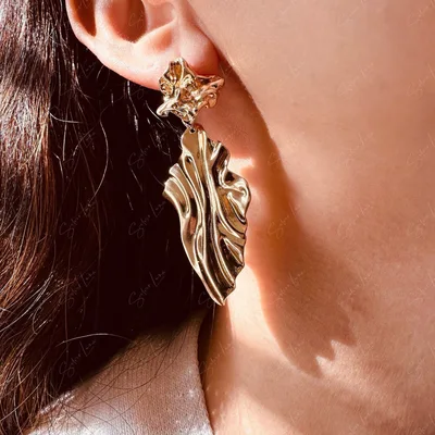 Geometric abstract gold plated statement earrings — product image 1