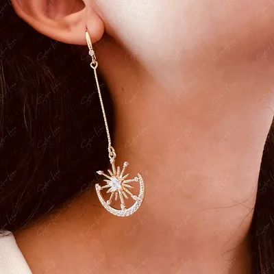 Gold plated star anchor long drop fashion earrings — product image 1
