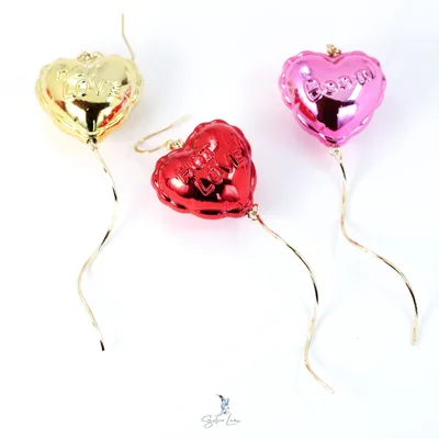 Valentine heart balloon dangle drop earrings — product image 1