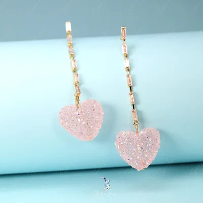 Pink sugar heart fashion earrings — product image 1