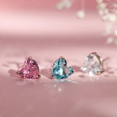 Valentine heart stud earrings in sterling silver — product image 1