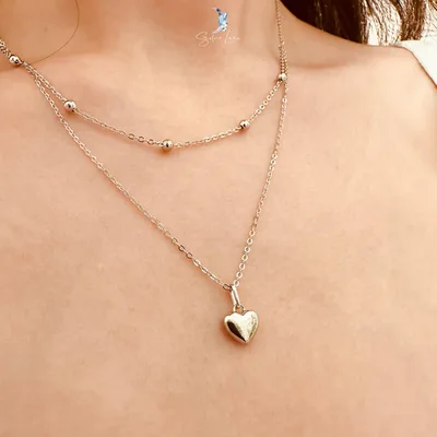 Double layer Valentine's heart pendant necklace — product image 1