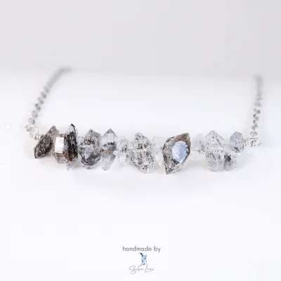 Herkimer diamond gemstone row pendant necklace — product image 1