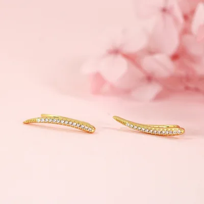 Gold plated sterling silver CZ horn ear climbers — product image 1