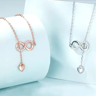 Infinity and heart symbol pendant necklace in sterling silver — product image 1