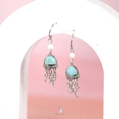 Jellyfish calming Larimar sterling silver earrings — product image 1