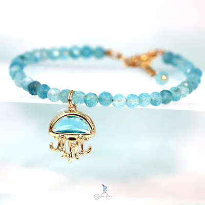 Jellyfish blue chalcedony beaded bracelet — product image 1