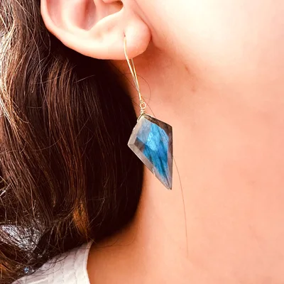 Kite diamond cut Labradorite dangle earrings — product image 1