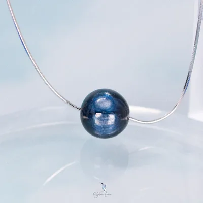 Kyanite bead sterling silver snake chain necklace — product image 1