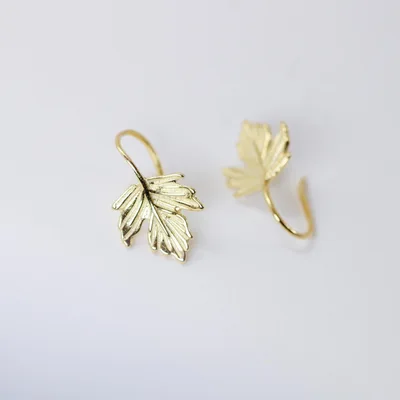 Golden fall leaf sterling silver stud earrings — product image 1