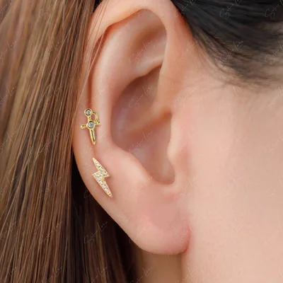 Dazzling lightning screw back stud earrings — product image 1