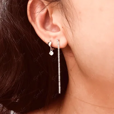Twist chain minimalist sterling silver drop earrings — product image 1