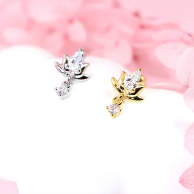 Lotus flower screw ball back stud earrings — product image 1