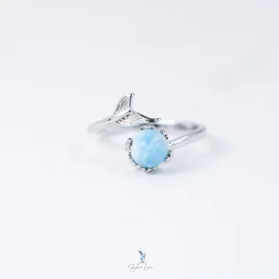 Larimar mermaid tail sterling silver adjustable ring — product image 1