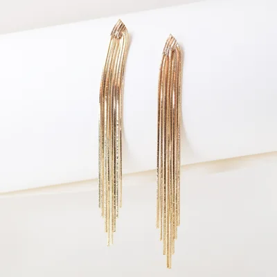24k gold plate long tassel dangle drop earrings — product image 1