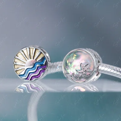 Sun rise on the ocean bead charm for bracelet — product image 1