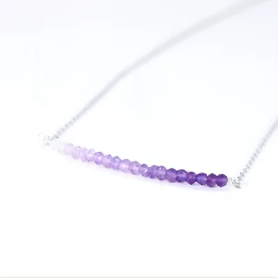 Ombre Amethyst gemstone row sterling silver pendant necklace — product image 1