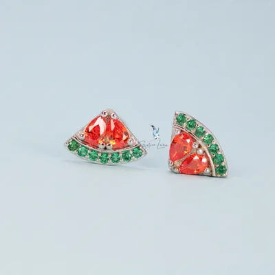 Orange slide screw back sterling silver stud earrings — product image 1