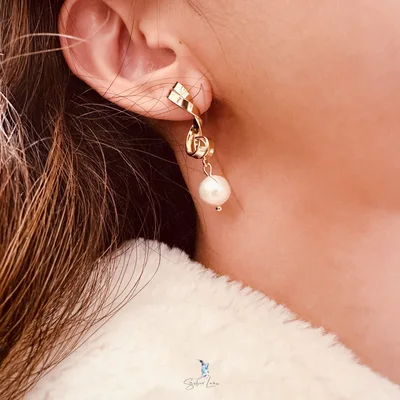 Freshwater pearl drop bridal earrings — product image 1