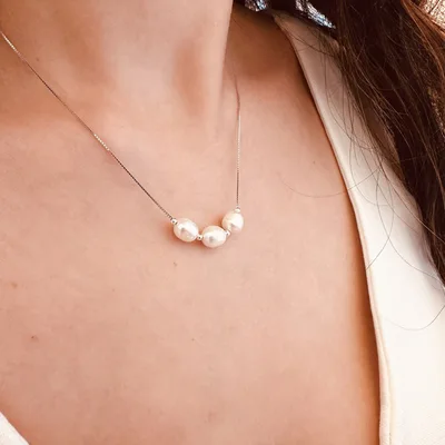 Freshwater baroque pearls sterling silver necklace — product image 1