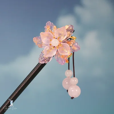 Cherry blossom flower wooden hair stick — product image 1