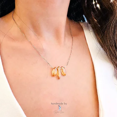 Golden quartz healing gemstone pendant necklace — product image 1