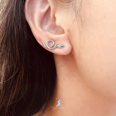 Sterling silver snake ear climbers earrings — product image 1