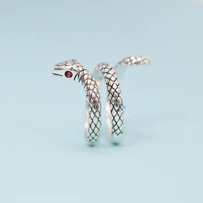 Bohemian snake wrap silver plated adjustable ring — product image 1