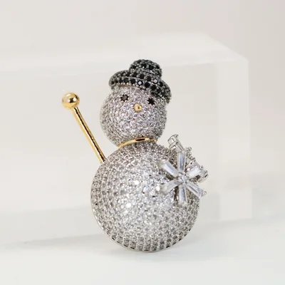 Crystal rhinestone snowman Holiday brooch pin — product image 1
