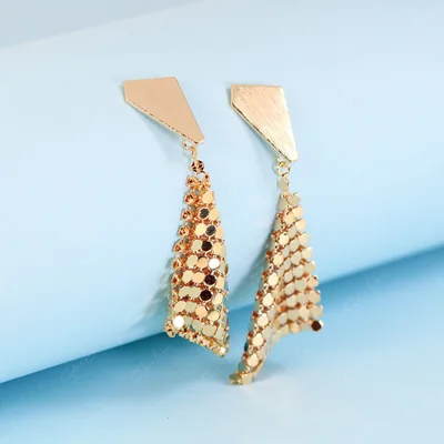 Sparkling handkerchief triangle gold plated drop earrings — product image 1