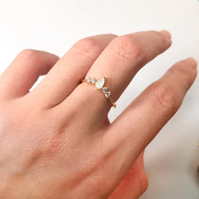 Opal crown tiara stackable ring in sterling silver — product image 1
