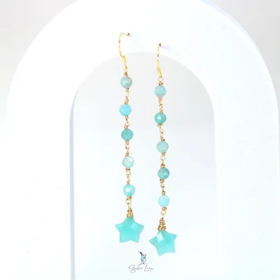 Star Amazonite cascade beads dangle drop earrings — product image 1