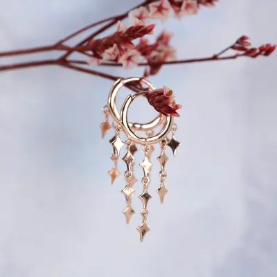 Rose gold plated stars hoop earrings ear huggies — product image 1