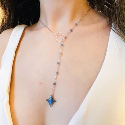 Star Labradorite Y lariat pendant necklace — product image 1