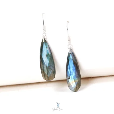 Teardrop Labradorite handmade sterling silver earrings — product image 1