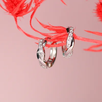 Twist hoop earrings ear huggies in sterling silver — product image 1