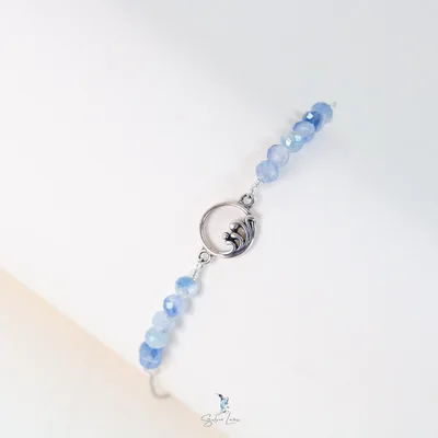 Silver wave faceted Kyanite beaded bracelet — product image 1